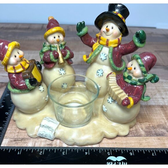 Charming Snowman Musical Ensemble Candle Holder Ceramic Decor - Picture 6 of 6